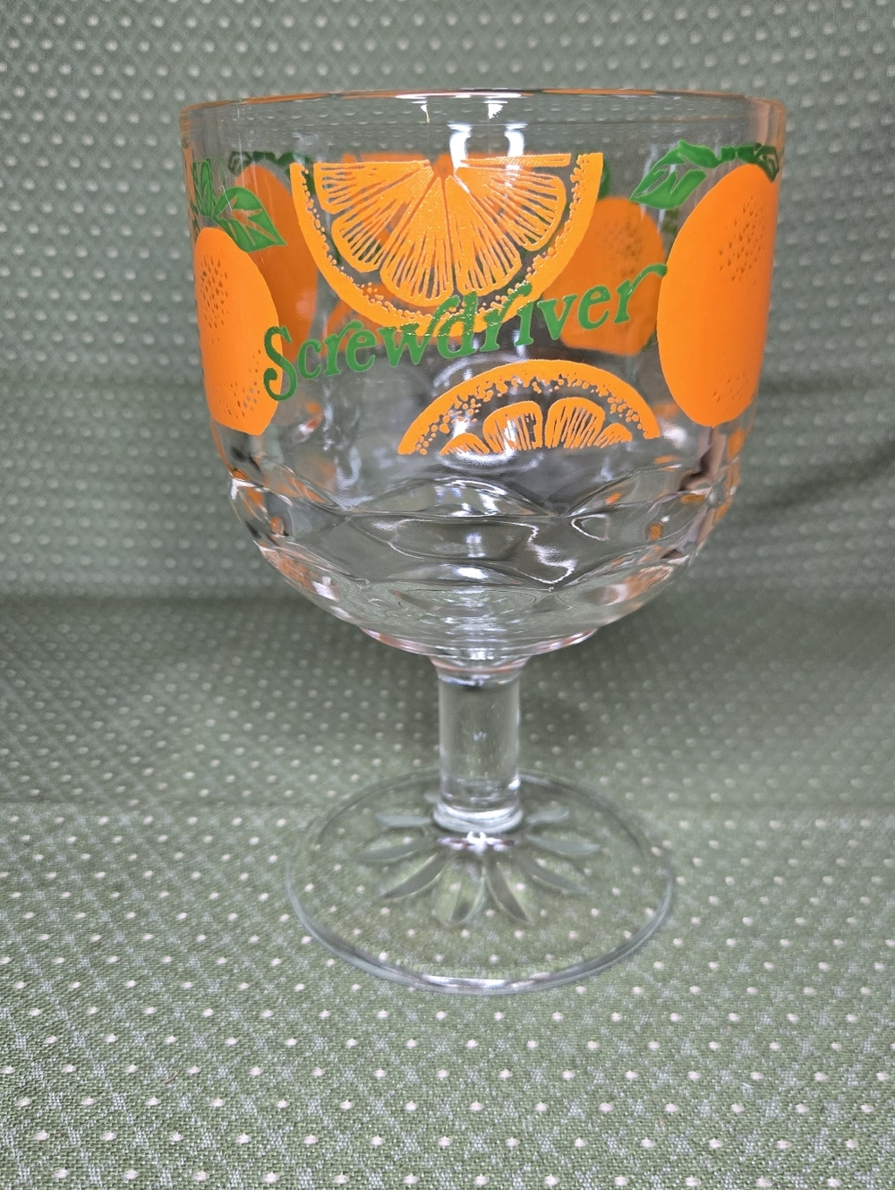 Vintage Screwdriver Cocktail Goblet With Orange Design - Picture 2 of 9